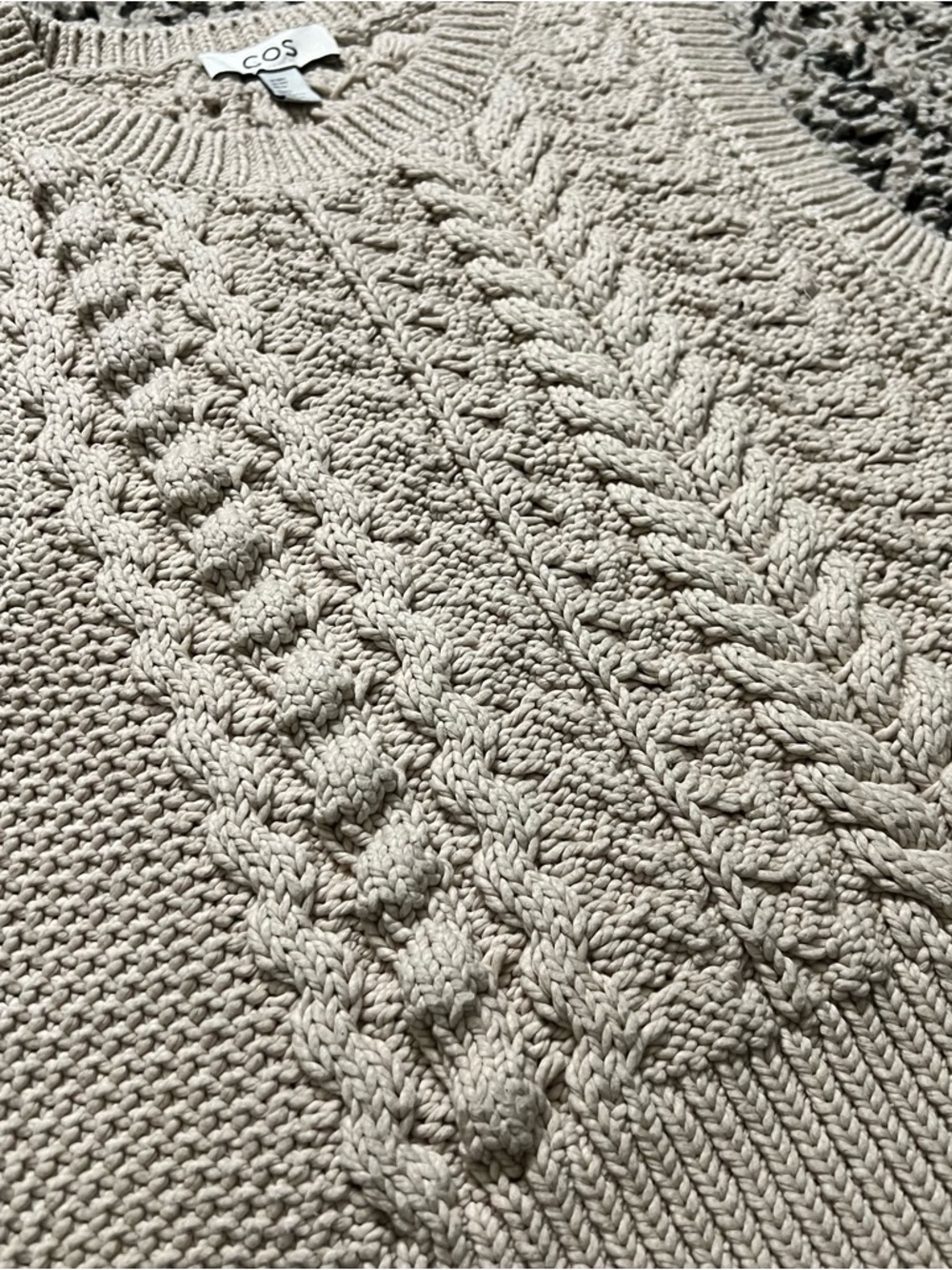 COS Sweater Vest Chunky Cableknit Beige Women’s Size XS - Picture 10 of 15